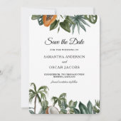 Trendy Tropical Watercolor Green Blätter Save The Date (Vorderseite)