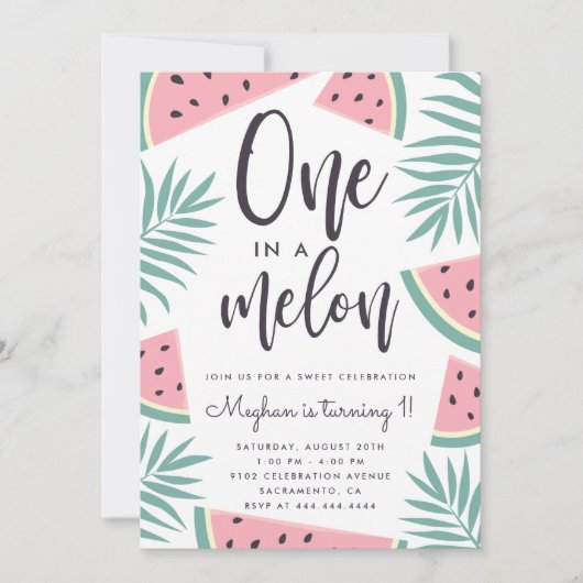 Trendy Tropical Watermelon One In einem Melon Gebu Einladung (Vorderseite)