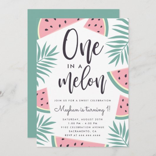 Trendy Tropical Watermelon One In einem Melon Gebu Einladung (Vorne/Hinten)