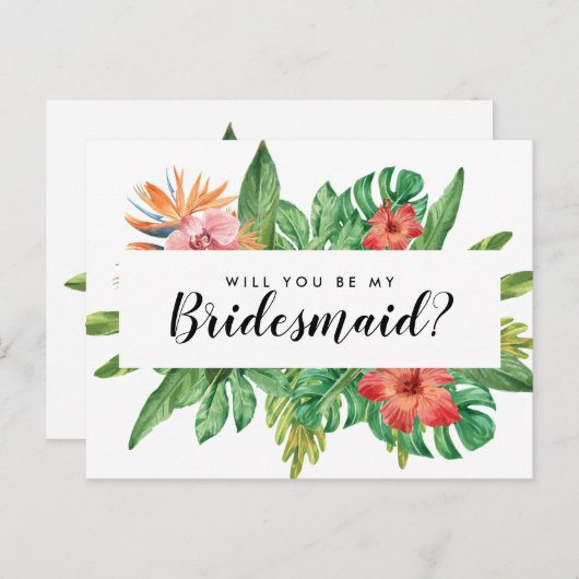 Trendy Tropical werden Sie meine Hochzeit mit mein Einladungspostkarte (Vorne/Hinten)