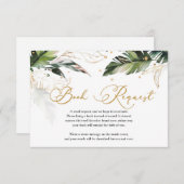 Trendy tropische Blätter Grün Gold Windelraffle Begleitkarte (Vorne/Hinten)