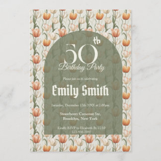 Trendy Tulip Charm 90Th Birthday Einladung