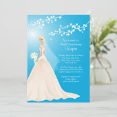 Trendy Türkis BLONDE Bridge Brautparty Einladung (Stehend Vorderseite)