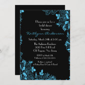 Trendy Türkis Blumendusche Einladung (Vorne/Hinten)