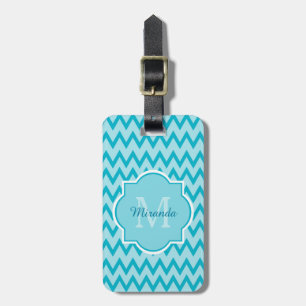 Trendy Türkis-Zickzack Zickzack-Name und Monogramm Gepäckanhänger