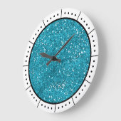 Trendy Türkise Blue Glitzer Große Wanduhr (Winkel)