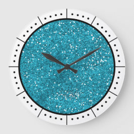 Trendy Türkise Blue Glitzer Große Wanduhr