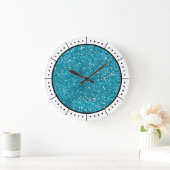 Trendy Türkise Blue Glitzer Große Wanduhr (Zuhause)
