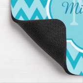 Trendy Türkise Zickzack Zigzag Name und Monogram Mousepad (Ecke)