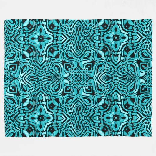 Trendy Turquoise Aquamarin Blue Angesagt Bohemisch Fleecedecke (Vorderseite (Horizontal))