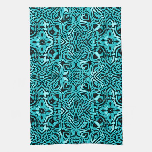 Trendy Turquoise Aquamarin Blue Angesagt Bohemisch Geschirrtuch (Vertikal)
