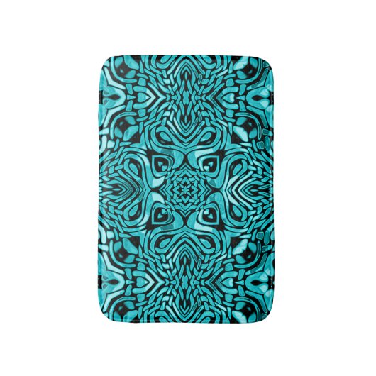 Trendy Turquoise Aquamarin Blue Tribal Art Badematte (Vorderseite Vertikal)