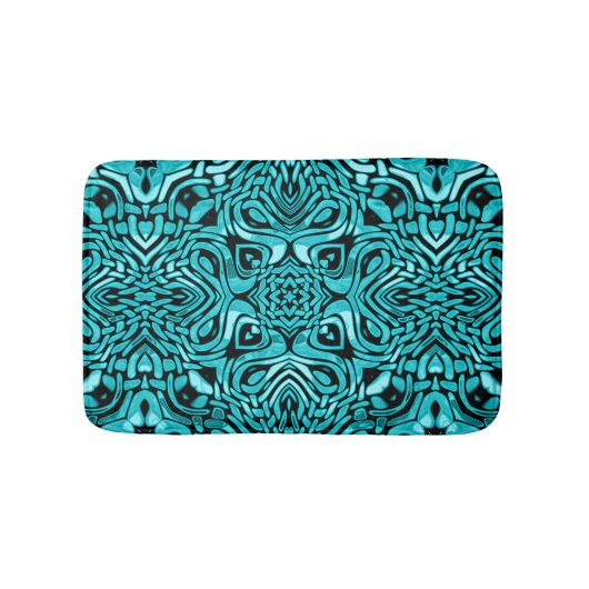 Trendy Turquoise Aquamarin Blue Tribal Art Badematte (Vorderseite)