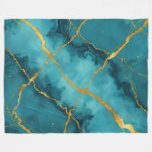 Trendy Turquoise Blue Gold Marmor Collection Fleecedecke (Vorderseite (Horizontal))
