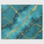 Trendy Turquoise Blue Gold Marmor Collection Geschenkpapier (Flach)