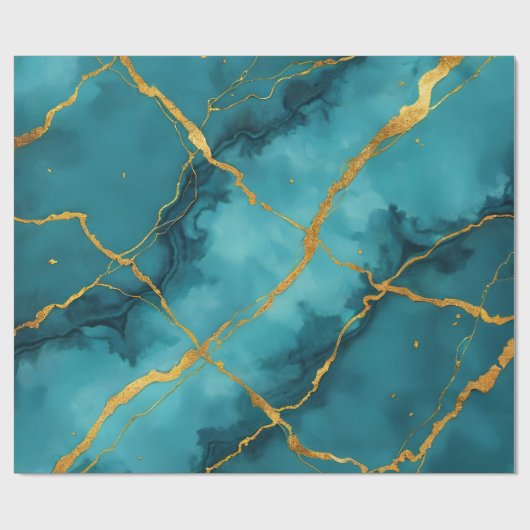 Trendy Turquoise Blue Gold Marmor Collection Geschenkpapier (Flach)