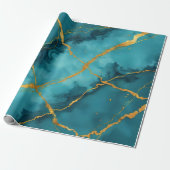 Trendy Turquoise Blue Gold Marmor Collection Geschenkpapier (Ungerollt)