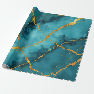 Trendy Turquoise Blue Gold Marmor Collection Geschenkpapier