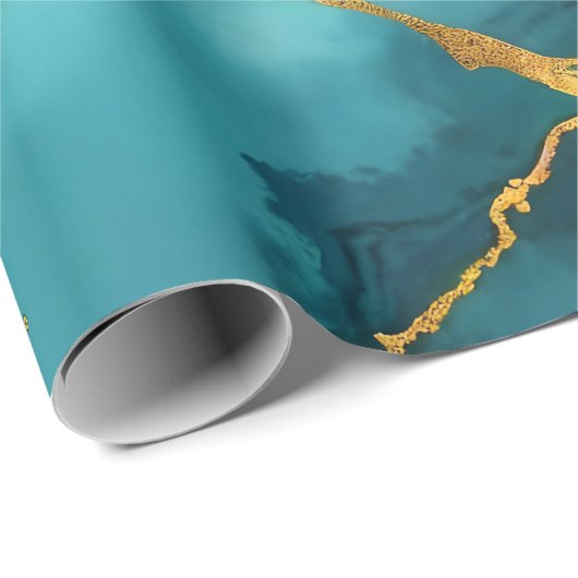 Trendy Turquoise Blue Gold Marmor Collection Geschenkpapier (Rolleneckpunkt)