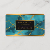 Trendy Turquoise Blue Gold Marmor Collection Visitenkarte (Vorderseite)