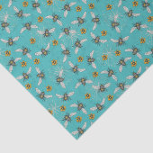 Trendy Turquoise Buzzing Spring & Summer Honeybee Seidenpapier (Detail)