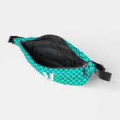 Trendy Turquoise Mermaid Scales White Monogram Bauchtasche (Offen)
