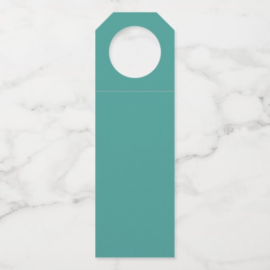 Trendy Turquoise Script Begrüßungsmeldung Flaschenanhänger (Rückseite)