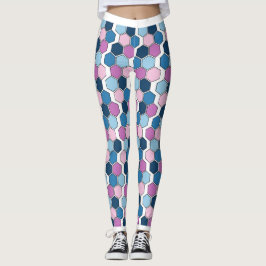 Trendy Twilight City Blue und Pink Hexagon Muster Leggings