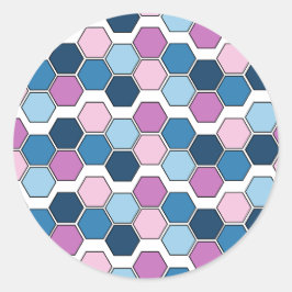 Trendy Twilight City Blue und Pink Hexagon Muster Runder Aufkleber