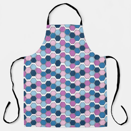 Trendy Twilight City Blue und Pink Hexagon Muster Schürze (Vorderseite)