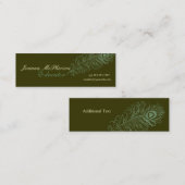 Trendy Type Elegante Hand Zeichnend Pfauenfeder Mini Visitenkarte (Vorne/Hinten)