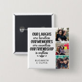 Trendy Typografie Best Friends Names Foto Collage Button (Vorne & Hinten)
