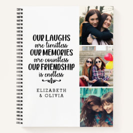 Trendy Typografie Best Friends Names Foto Collage Notizblock