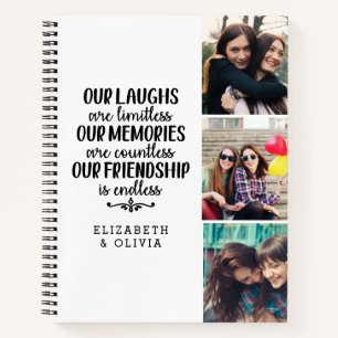 Trendy Typografie Best Friends Names Foto Collage Notizblock