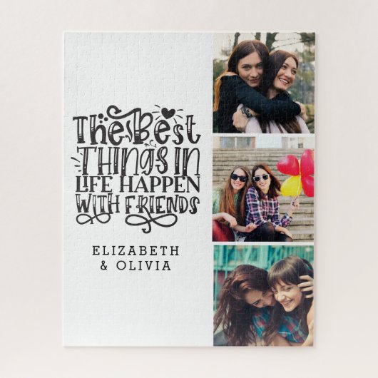 Trendy Typografie Best Friends Names Foto Collage Puzzle (Vertikal)