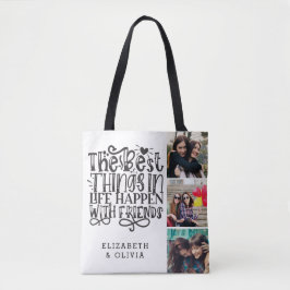 Trendy Typografie Best Friends Names Foto Collage Tasche