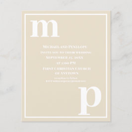Trendy Typografie Champagne Beige Budget Hochzeit Flyer