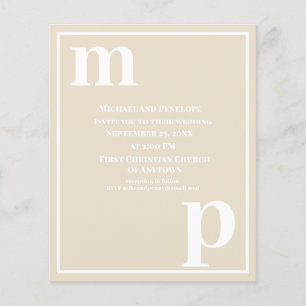 Trendy Typografie Champagne Beige Budget Hochzeit Flyer