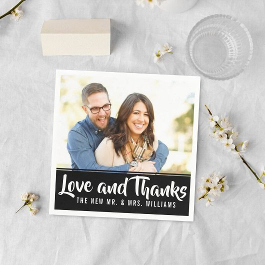 Trendy Typografie | Custom Foto Wedding Vielen Dan Serviette