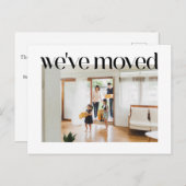 Trendy Typografie Custom Foto Wir bewegten neue Zu Postkarte (Vorne/Hinten)
