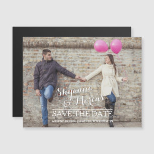 Trendy Typografie Foto Template Magneteinladung