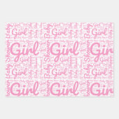 Trendy Typografie Girl Script Baby Dusche Geschenkpapier Set (Vorderseite)