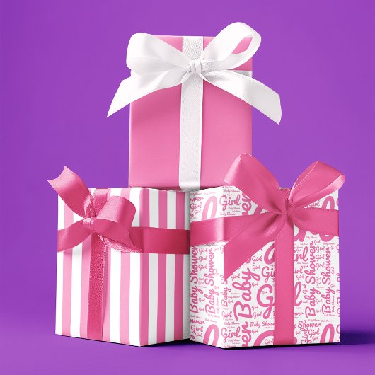 Trendy Typografie Girl Script Baby Dusche Geschenkpapier Set