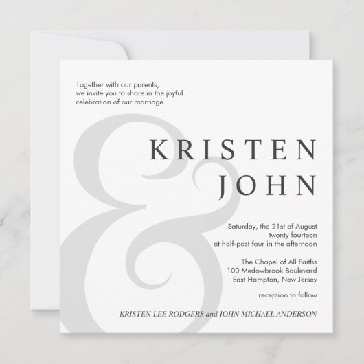 Trendy Typografie Moderne Hochzeitseinladungen Einladung (Vorderseite)