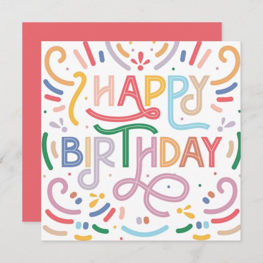 Trendy Typografie Rainbow Modern Happy Birthday Karte (Vorne/Hinten)