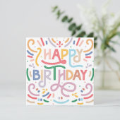 Trendy Typografie Rainbow Modern Happy Birthday Karte (Stehend Vorderseite)
