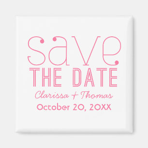 Trendy Typografie-Save the Date Magnet, rosa Magnet
