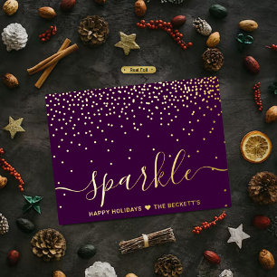 Trendy Typografie "Sparkle" Weihnachten Real Folien Feiertagspostkarte