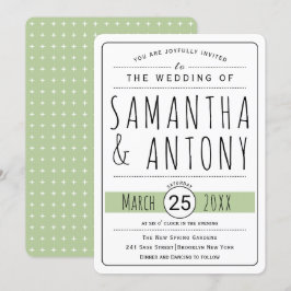 Trendy Typografie Weise Grünen Hochzeit Einladung