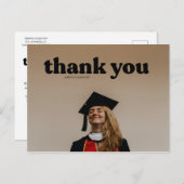 Trendy Typografy Abschluss Danke Black Postkarte (Vorne/Hinten)